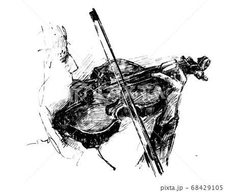 Drawing of the classical musician plays instrument hand draw  Drawing of the classical musician plays instrument hand draw  68429105