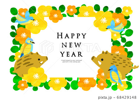 2031年　亥年　年賀状テンプレート 68429148