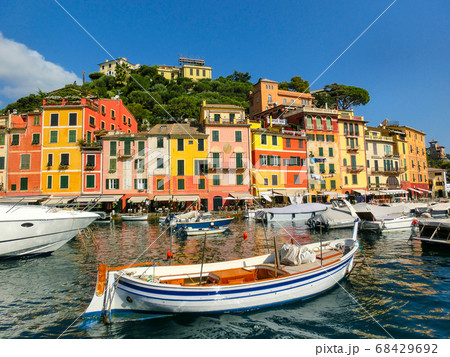 Beautiful bay with colorful houses in Portofino, 68429692