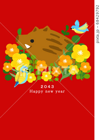 2043年　猪年　年賀状テンプレート 68429792