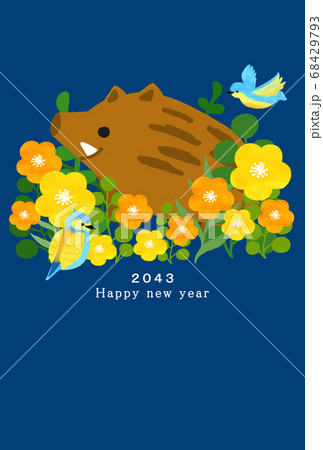 2043年　猪年　年賀状テンプレート 68429793
