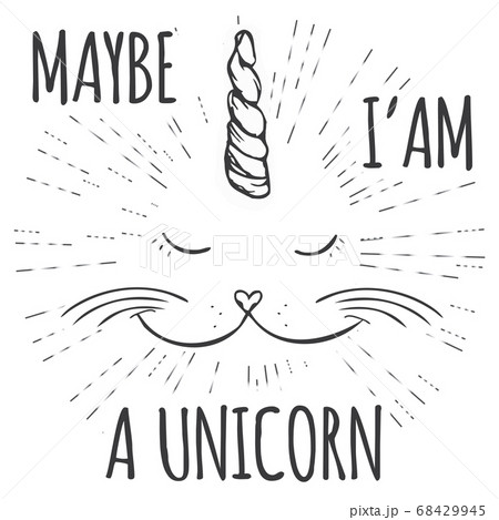 unicorn cat,Funny Hand drawn design for t-shirt or 68429945
