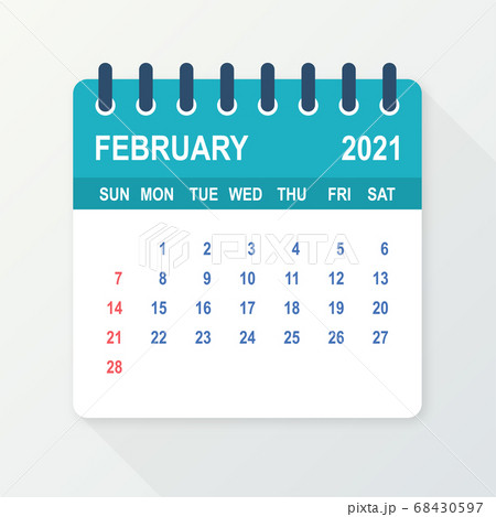 February 2021 Calendar Leaf. Calendar 2021 in flat style. Vector illustration. 68430597