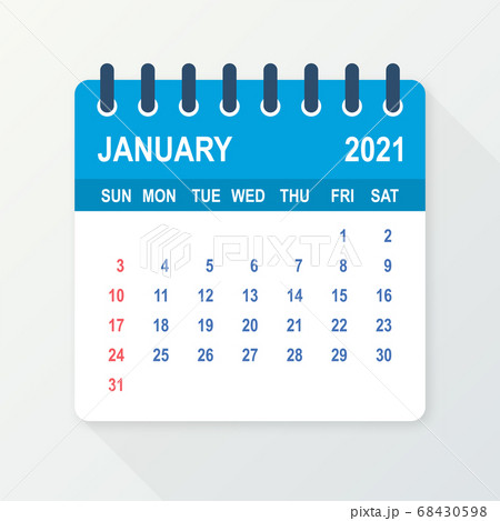 January 2021 Calendar Leaf. Calendar 2021 in flat style. Vector illustration. January 2021 Calendar Leaf. Calendar 2021 in flat style. Vector illustration. 68430598