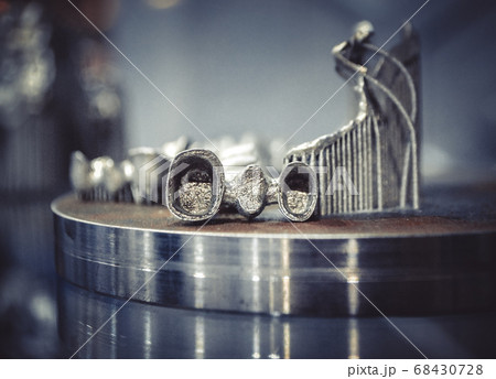 Object printed on metal 3d printer close-up 68430728