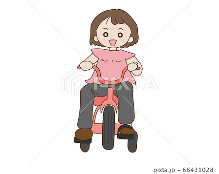 三輪車を漕いでいる幼児のイラスト素材