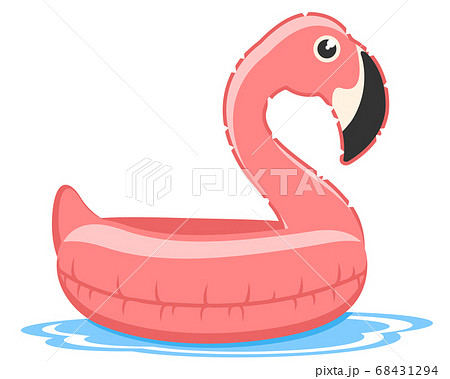 Pink inflatable flamingo floats on water on a Pink inflatable flamingo floats on water on a 68431294