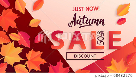 Autumn sale banner on geometric background. 68432276