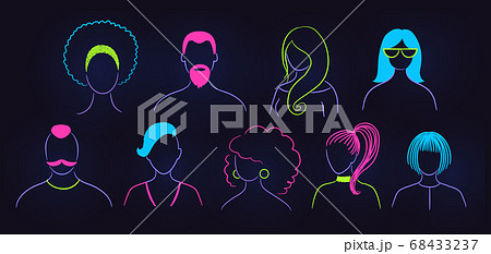 set of neon profile pictures faceless avatars set of neon profile pictures faceless avatars 68433237