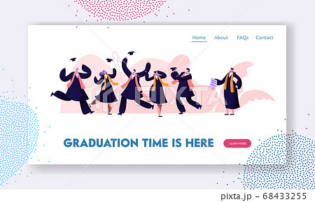 Graduating Students in Gowns and Caps Jumping 68433255