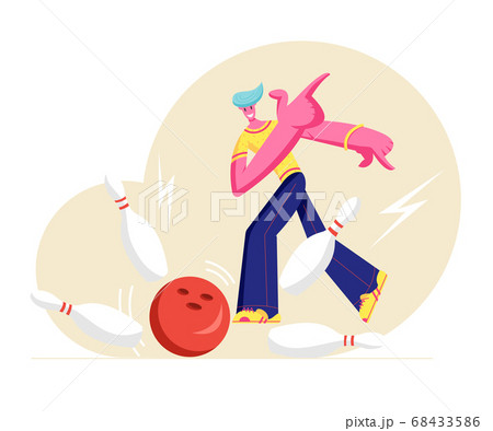 Male Character Throw Ball Hitting Strike Bowling Male Character Throw Ball Hitting Strike Bowling 68433586
