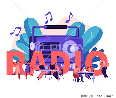 People and Radio Concept. Characters Listen Music 68433687