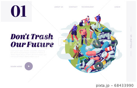 People Removing Trash from Planet Cleaning Earth 68433990