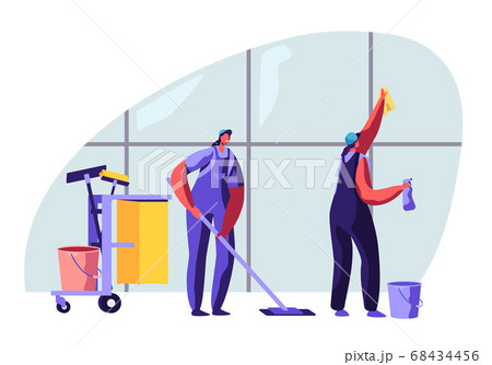 Cleaning Service Female Characters Sweeping 68434456