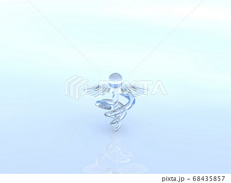 ガラスのカドゥケウスの杖背景あり　3DCGイラストデザイン 68435857