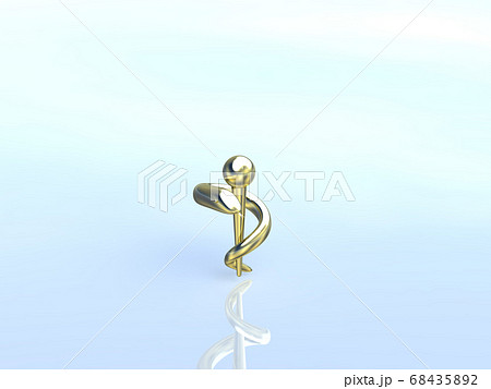 金のアスクレピオスの杖背景あり　3DCGイラストデザイン 68435892