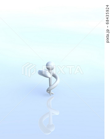 白いアスクレピオスの杖背景あり　3DCGイラストデザイン 68435924