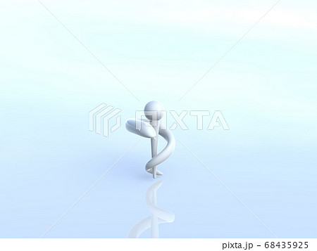 白いアスクレピオスの杖背景あり　3DCGイラストデザイン 68435925