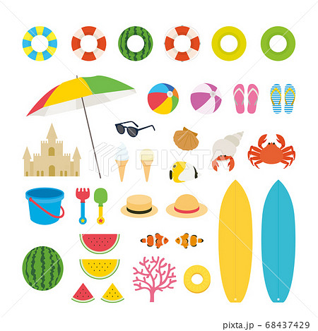 夏のビーチのベクターイラストセット 68437429