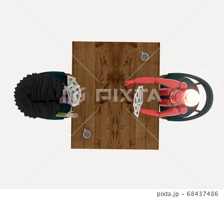 AIとカードゲームをする子供 68437486