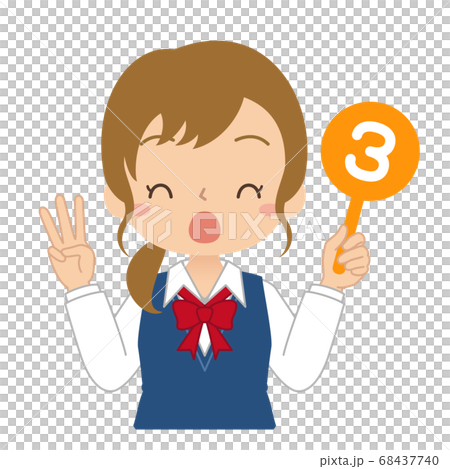 Illustration of a girl high school student junior high school student with the number 3 tag 68437740