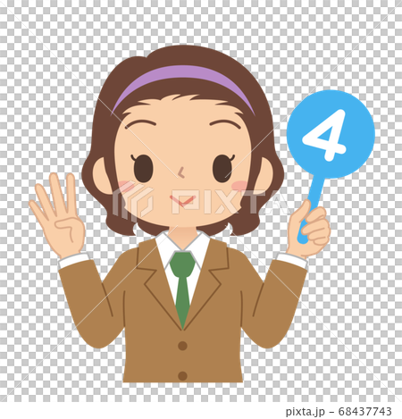 Illustration of a girl high school student junior high school student with a number 4 tag 68437743