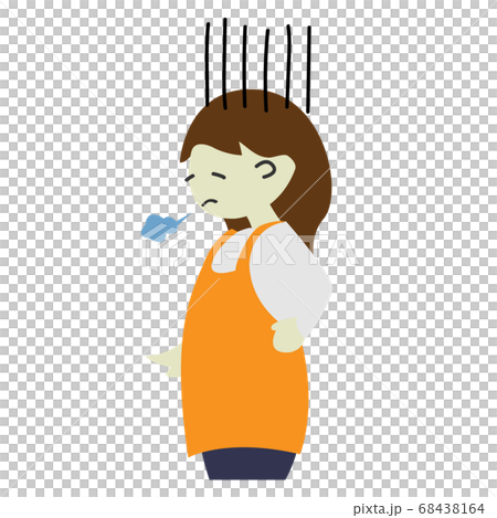 illustration of a woman in an apron - depressed 68438164
