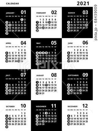 21年 カレンダー 切 格子のイラスト素材