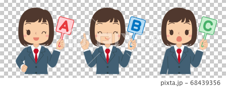 Illustration with a set of girls with ABC English tags High school and junior high school students Illustration with a set of girls with ABC English tags High school and junior high school students 68439356
