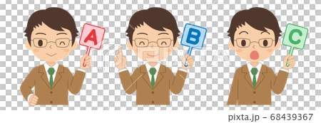 Illustration of a boy set with ABC English tags High school and junior high school students Illustration of a boy set with ABC English tags High school and junior high school students 68439367