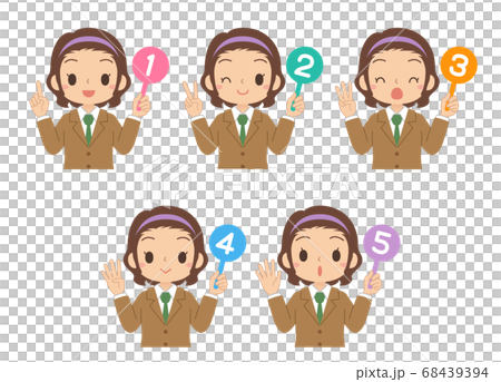Illustration of a girl set high school junior high school student with a number tag Illustration of a girl set high school junior high school student with a number tag 68439394