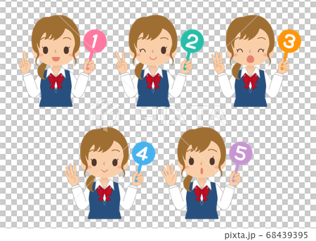 Illustration of a girl set high school junior high school student with a number tag Illustration of a girl set high school junior high school student with a number tag 68439395