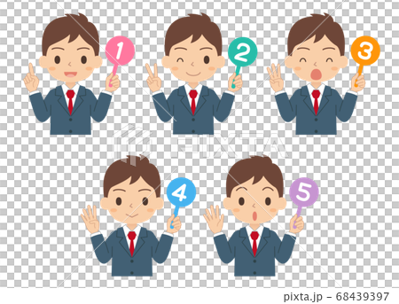 Illustration of a boy with a numbered tag set, high school and junior high school students Illustration of a boy with a numbered tag set, high school and junior high school students 68439397