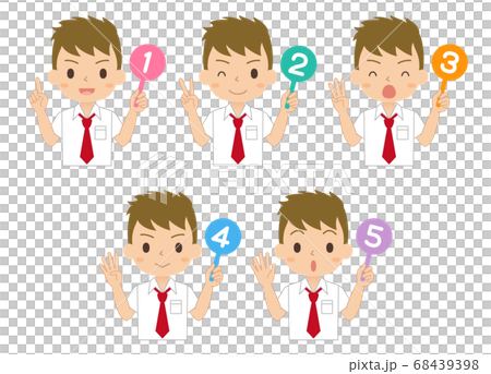 Illustration of a boy with a numbered tag set, high school and junior high school students Illustration of a boy with a numbered tag set, high school and junior high school students 68439398