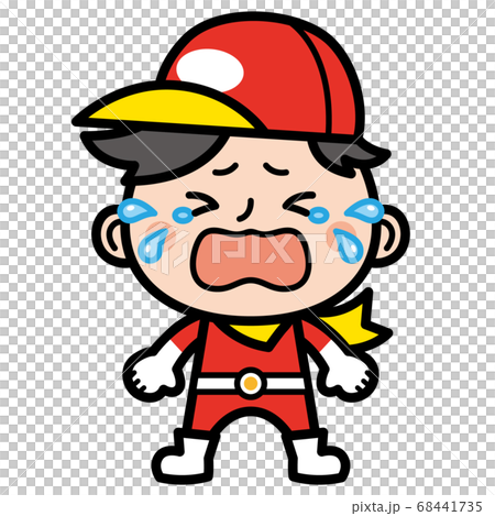 男の子ヒーロー 泣くのイラスト素材
