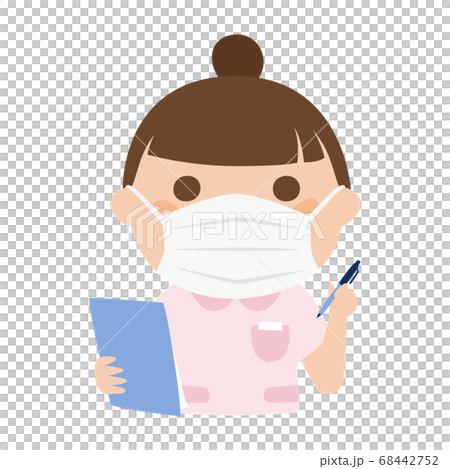 Illustration of female nurse. A woman wearing a mask to prevent infection. 68442752