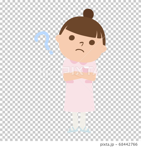 Illustration of female nurse. A woman worried about putting out the Hatena mark. Illustration of female nurse. A woman worried about putting out the Hatena mark. 68442766