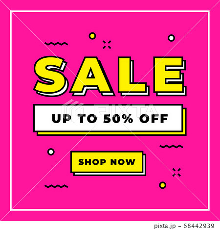 Sale 50 percent off promotion online banner on pink background template. 68442939