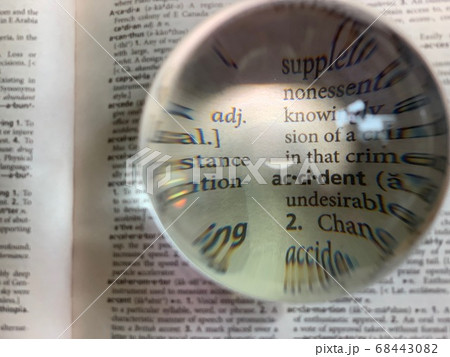 crystal ball on the dictionary: accident 68443082
