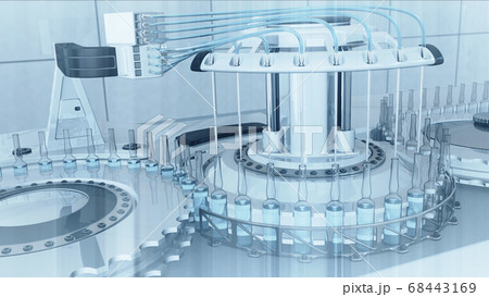 Automatic factory machine for filling vials with vaccine and medicines 3D 68443169