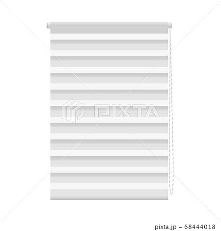 Realistic white window blind with wide horizontal stripes and pull cord Realistic white window blind with wide horizontal stripes and pull cord 68444018