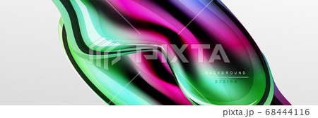 Vector abstract background, flowing liquid style bubble with metallic, color quicksilver chrome texture and color glow effects Vector abstract background, flowing liquid style bubble with metallic, color quicksilver chrome texture and color glow effects 68444116