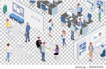 People working in the office desk work banner illustration isometric 68444444