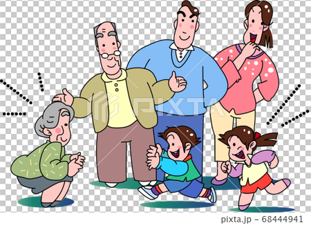 おじいさんとおばあさんと子供達が遊んでいるのイラスト素材 おじいさんとおばあさんと子供達が遊んでいるのイラスト素材
