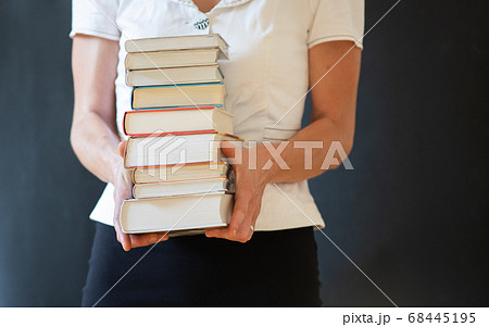 back to school concept pile of books against 68445195