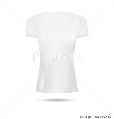 Plain white T-shirt for women - realistic mockup isolated on white background 68445235