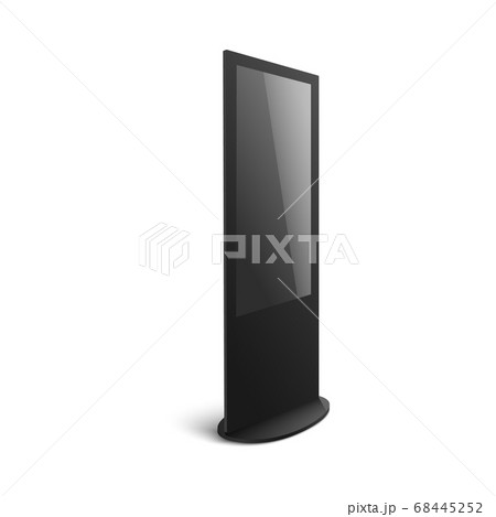 Thin black vertical digital kiosk with blank display screen Thin black vertical digital kiosk with blank display screen 68445252