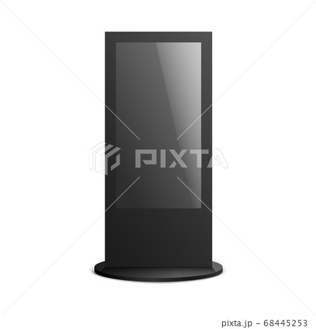 Realistic black digital kiosk screen mockup isolated on white background 68445253