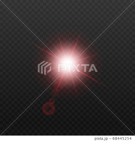 Realistic bright star shine with red rays isolated on transparent background 68445254