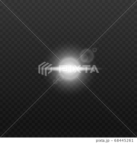 Isolated white light flare with single horizontal beam - vector illustration 68445261